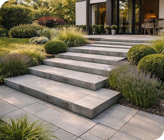 Бетонные ступени и благоустройство территории